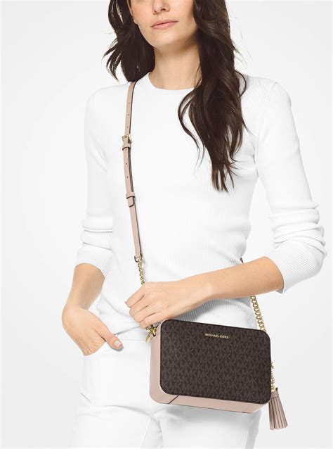 ginny medium logo crossbody michael kors|Ginny Medium Logo Stripe Crossbody Bag .